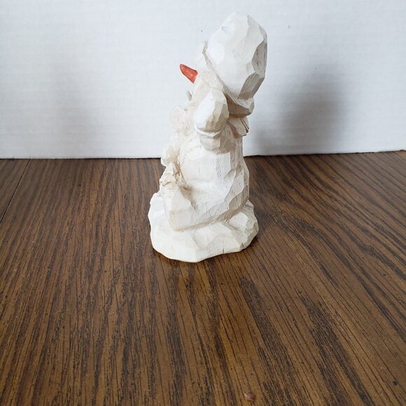 Design Works Carved Wooden Snowman Figurine - Picture 2 of 5